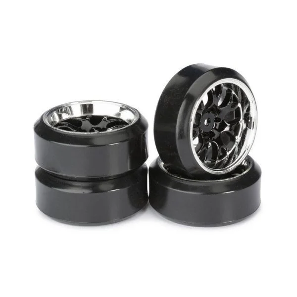 "wheel set drift lp "" comb / profile c"" black/chrome 1:10