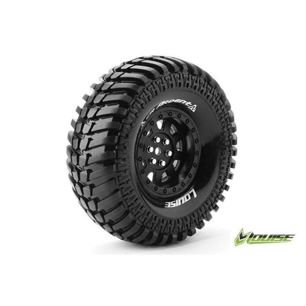 CR-ARDENT 1:10 Crawler Tire Set Mounted Super Soft Black 1.9 Rims Hex 12mm 1 Pair