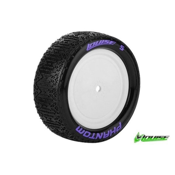 E-PHANTOM 1:10 Buggy Tire Set Mounted Super Soft White Rimsr