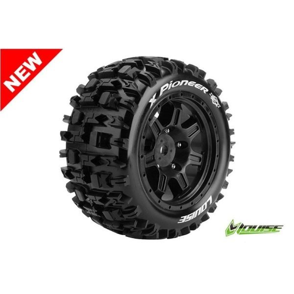 X-pioneer x-maxx serie tire set mounted sport black rims hex 24mm 1 pair