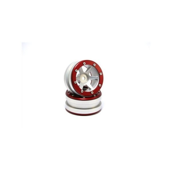 Beadlock wheels slingshot silver/red 1.9 (2 pcs)