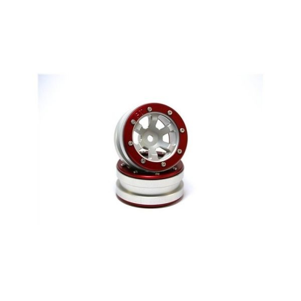 Beadlock wheels claw silver/red 1.9 (2 pcs)