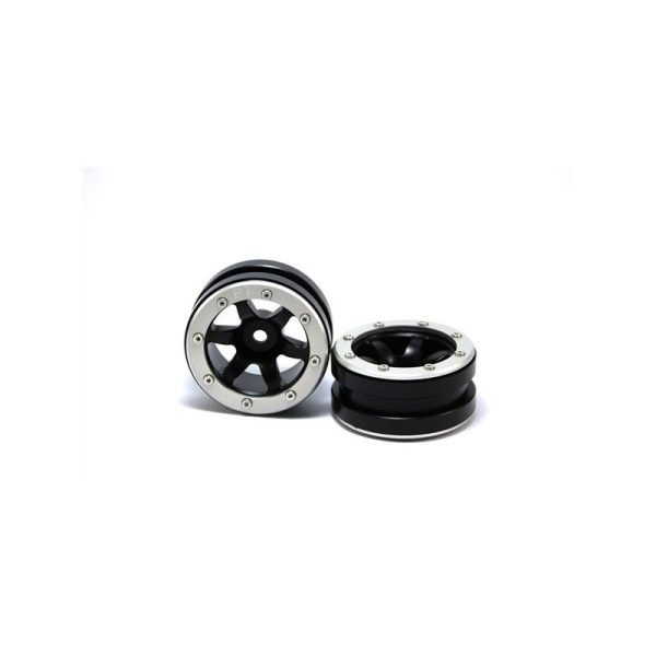 Beadlock wheels wave black/silver 1.9 (2 pcs)