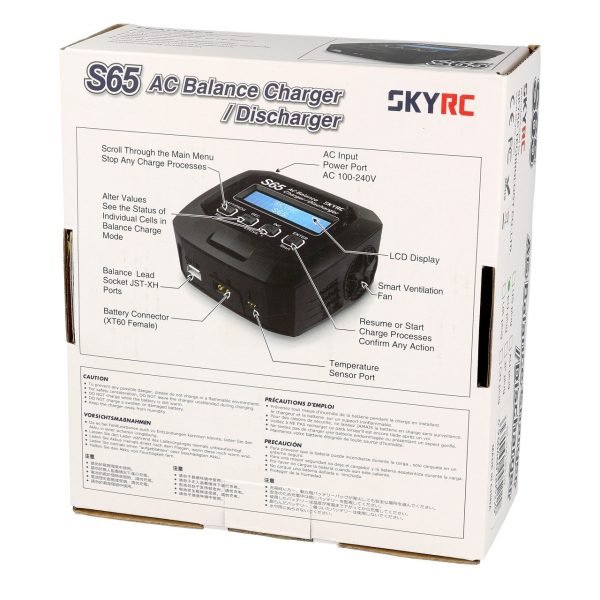 Carregador SkyRC S65 AC LiPo 2-4s 6A 65W Desc-2A 10W