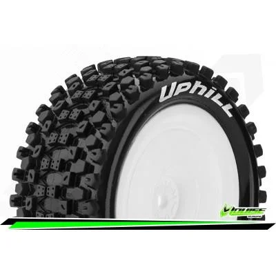 E-UPHILL 1:10 Buggy Tire Set Mounted Soft White Wheels 12mm